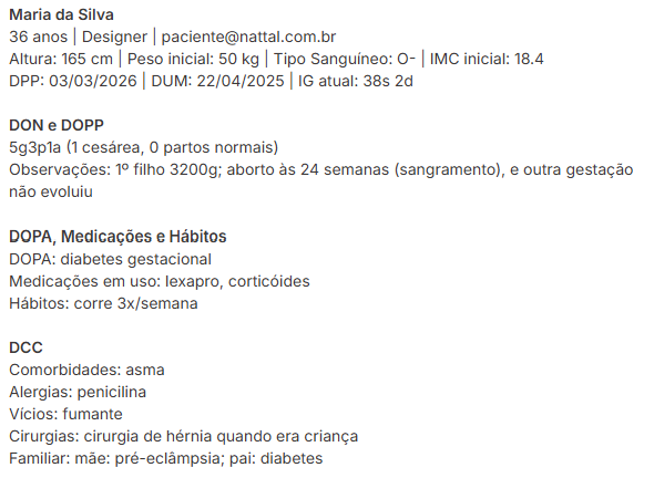 Exemplo de prontuário em texto livre, difícil de ler rapidamente